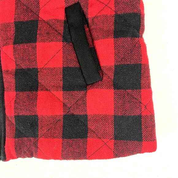 Pink Lily Flannel quilted Vest Red Black Buffalo Plaid Check Womens SZ LG - Picture 6 of 9